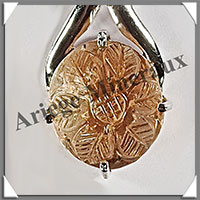 CITRINE (Naturelle) - Pendentif Argent - Ovale (Cisel) - 15x10 mm - W008
