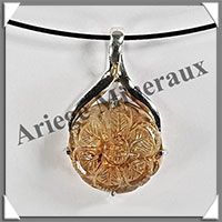 CITRINE (Naturelle) - Pendentif Argent - Rond (Cisel) - Diamtre : 18 mm - W010