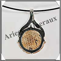 CITRINE (Naturelle) - Pendentif Argent - Rond (Cisel) - Diamtre : 18 mm - W010