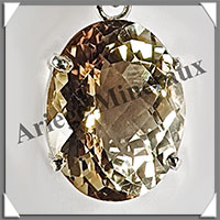 CITRINE (Naturelle) - Pendentif Argent - Ovale (Facet) - 22x15 mm - W011