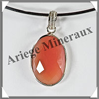 CORNALINE Facete - Pendentif Argent - Ovale - 32x20 mm - W010