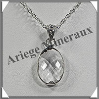 CRISTAL de ROCHE Facet - Pendentif Argent - Ovale - 20x15 mm - W001