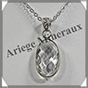 CRISTAL de ROCHE Facet - Pendentif Argent - Ovale - 23x13 mm - W002 Brsil