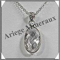 CRISTAL de ROCHE Facet - Pendentif Argent - Ovale - 23x13 mm - W002