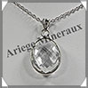 CRISTAL de ROCHE Facet - Pendentif Argent - Ovale - 25x18 mm - W003 Brsil