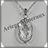 CRISTAL de ROCHE Facet - Pendentif Argent - Ovale - 28x15 mm - W004 Brsil
