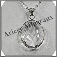 CRISTAL de ROCHE Facet - Pendentif Argent - Ovale - 32x25 mm - W005