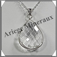 CRISTAL de ROCHE Facet - Pendentif Argent - Goutte - 35x25 mm - W006
