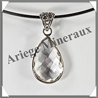 CRISTAL de ROCHE Facet - Pendentif Argent - Goutte - 30x18 mm - W010