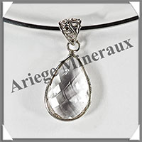 CRISTAL de ROCHE Facet - Pendentif Argent - Goutte - 30x18 mm - W010