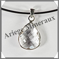CRISTAL de ROCHE Facet - Pendentif Argent - Goutte - 27x18 mm - W011