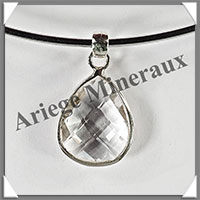 CRISTAL de ROCHE Facet - Pendentif Argent - Goutte - 27x18 mm - W011
