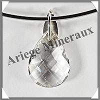 CRISTAL de ROCHE Facet - Pendentif Argent - Goutte - 28x20 mm - W012