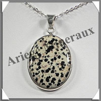 JASPE DALMATIEN - Pendentif Argent - Ovale - 35x25 mm - W001