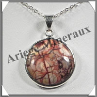 JASPE SUN FLOWER - Pendentif Argent - Rond - Diamtre : 25 mm - W001