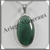 JADE NEPHRITE - Pendentif Argent - Ovale - 33x20 mm - W001