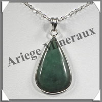 JADE NEPHRITE - Pendentif Argent - Goutte - 35x20 mm - W002