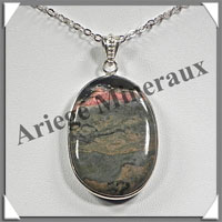 JASPE OCEAN - Pendentif Argent - Ovale - 33x23 mm - W002