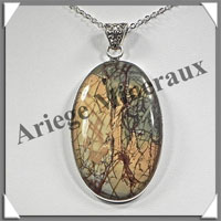JASPE PICASSO - Pendentif Argent - Ovale - 50x30 mm - W001