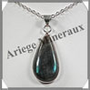 LABRADORITE - Pendentif Argent - Goutte - 35x15 mm - W002 Madagascar