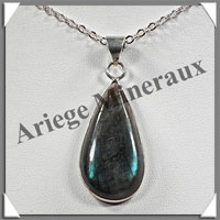 LABRADORITE - Pendentif Argent - Goutte - 35x15 mm - W002