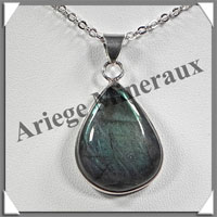 LABRADORITE - Pendentif Argent - Goutte - 25x20 mm - W003