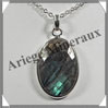 LABRADORITE - Pendentif Argent - Ovale Facet - 29x19 mm - W005 Madagascar