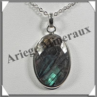 LABRADORITE - Pendentif Argent - Ovale Facet - 29x19 mm - W005