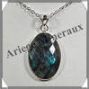 LABRADORITE - Pendentif Argent - Ovale Facet - 30x20 mm - W006 Madagascar