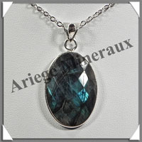 LABRADORITE - Pendentif Argent - Ovale Facet - 30x20 mm - W006