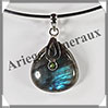 LABRADORITE - Pendentif Argent - Goutte + Pridot - 30x25 mm - W011 Madagascar
