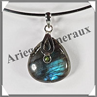LABRADORITE - Pendentif Argent - Goutte + Pridot - 30x25 mm - W011
