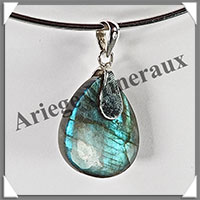 LABRADORITE - Pendentif Argent - Goutte + Pridot - 30x25 mm - W011