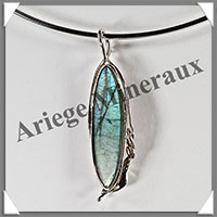 LABRADORITE - Pendentif Argent - Ovale - 50x18 mm - W013