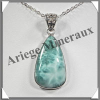 LARIMAR - Pendentif Argent - Goutte - 35x20 mm - W004