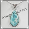 LARIMAR - Pendentif Argent - Goutte - 40x20 mm - W005 Saint-Domingue