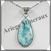LARIMAR - Pendentif Argent - Goutte - 40x20 mm - W005