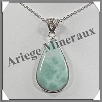 LARIMAR - Pendentif Argent - Goutte - 40x25 mm - W009