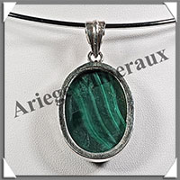 MALACHITE - Pendentif Argent - Ovale - 35x24 mm - C004