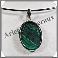 MALACHITE - Pendentif Argent - Ovale - 28x20 mm - M004