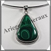 MALACHITE - Pendentif Argent - Goutte - 45x32 mm - P014