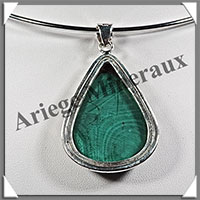 MALACHITE - Pendentif Argent - Goutte - 45x32 mm - P014