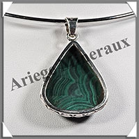 MALACHITE - Pendentif Argent - Goutte - 33x28 mm - P016