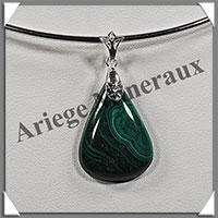MALACHITE - Pendentif Argent - Goutte - 30x20 mm - W007