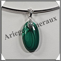 MALACHITE - Pendentif Argent - Ovale - 28x14 mm - W012