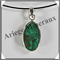 MALACHITE - Pendentif Argent - Ovale - 22x10 mm - W019