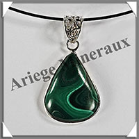 MALACHITE - Pendentif Argent - Goutte - 25x20 mm - W020