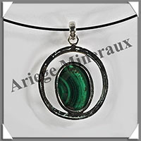 MALACHITE - Pendentif Argent - Ovale - 20x15 mm - W025