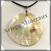 NACRE et PERLE ROSE - Pendentif - 60 mm - NN2R