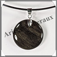 OBSIDIENNE Dore - Pendentif Argent - Rond - Diamtre : 30 mm - W001